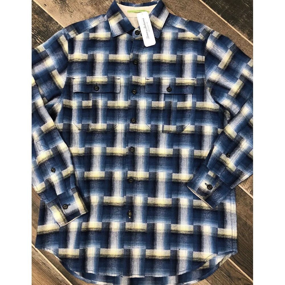 Mens Tommy Bahama Long Sleeve SHIRT Boogie PLAID‎ FLANNEL COTTON NWT $115 XXS